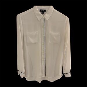 Lord & Taylor Elegant Ivory long sleeve blouse PS